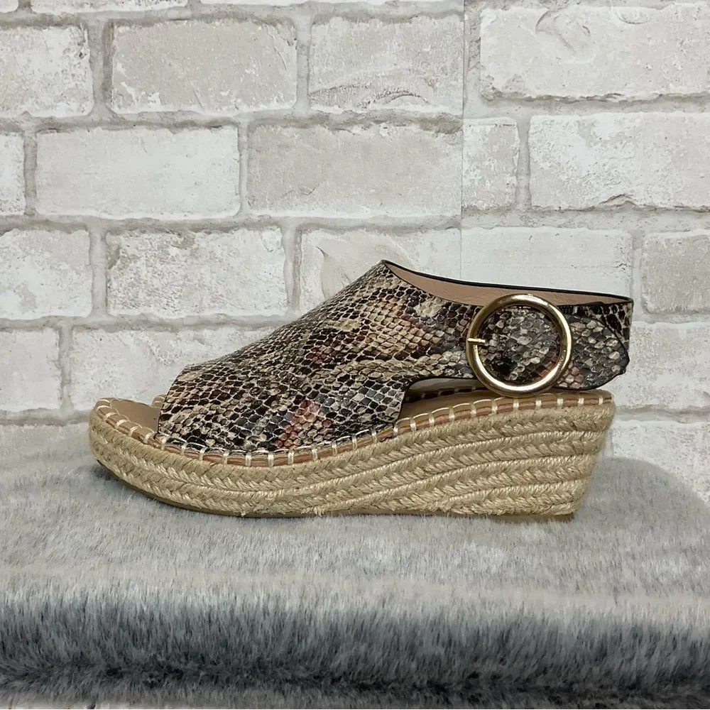 Catherine Malandrino Cirkly Espadrille Snakeskin Print Wedge Sandals Size 8